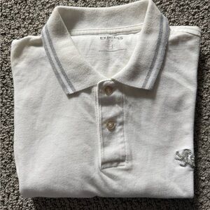 Express White Polo with Gray Accents